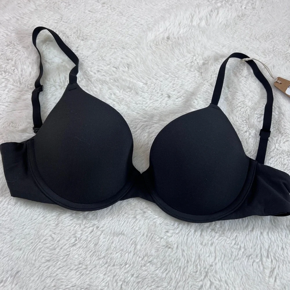 SKIMS Fits Everybody T-Shirt Bra‎ Onyx Black Underwire 32C BR-UWR-2294 NEW - Picture 3 of 11